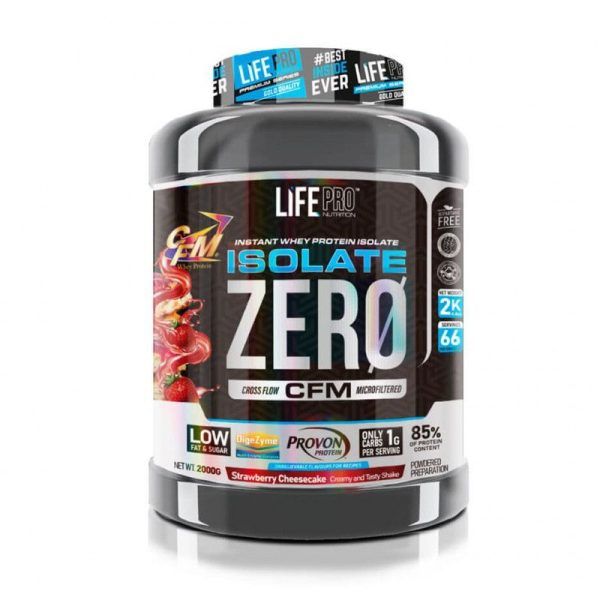 ISOLATE ZERO CFM 2KG STRAWBERRY CHEESECAKE. Isolate Zero Tarta de queso y fresas 2Kg Lifepro.